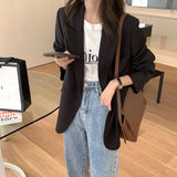 Woherb Version Of The Suit Jacket Female 2024 Autumn New Loose Casual Joker Net Red Small Suit Jacket Female Tide-Outfit