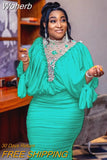 Two Piece Set Africa Clothing African Clothes Plus Size African Dresses for Women 2023 Summer Outfits Bead Mesh Fold Skirt Set-Outfit