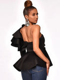 Preppy Style Slash Neck Solid Flare