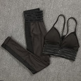 Fashion Fitness Gym 2 Piece Set Women Sexy Snake Elastic Tracksuit Sportswear Thin Soft Workout Bra and Leggings