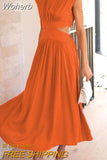 Waist Y2k Sexy Women Dress Summer 2023 Elegant Sleeveless A-line Long Dresses Women Vintage Hollow Casual Dress Robes 25544-Outfit