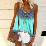 Spaghetti Straps O Neck Women's T Shirt Tops 2021 Fashion Print Casual Loose Solid Sleeveless Plus Size Ladies Vest T