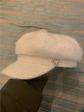 autumn winter soft Imitation mink pearl flower button leisure newsboy lady Octagonal hat women visors