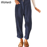 Autumn Casual Corduroy Pants Women's Loose Straight Loose Trousers for Women High Waist Pants New All-match 22883-Outfit