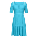 Summer Boho Dress V Neck Hollow Dress Short Sleeve Party Beach Sundress dresses woman party night summer dresses