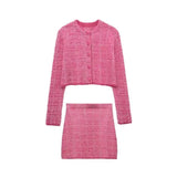 And Winter New Textured Short Knitted Coat 4331168 Miniskirt 4331169-Outfit