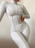 Sexy Joint Round Neck Long Sleeve Sim Fit