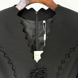 Star Fashion New Wavy V-Neck Bow Long-Sleeved
