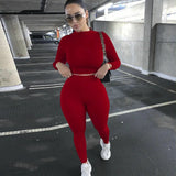 Woherb And Winter New Women's Casual Two-Piece Slim Long Sleeve Sports Suit-Outfit