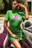 Print Green Crew Neck Mini