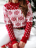 Autumn Winter Christmas Sweater Ladies Knitted Jumper Pullover Women Sweater Snowflake Elk Print Sweaters And Pullovers