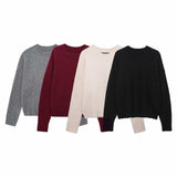 Women's New Fashion Simple Round Collar Collar Soft Knit Shirt