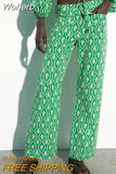 2023 Women Summer Straight Pants Fashion Print Buttons Pockets Female Elegant Street Thin Pant Trousers Clothing-Outfit
