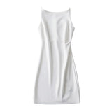 New Spring Style One-Word Pleated Solid-Color Dress Sexy Sling Hip Skirt-Outfit