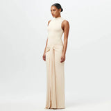 Summer New Women's Fashion Pure Color Round Neckless Strapped With Body-Body-Body-Suited Dress