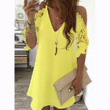Off Shoulder Dress Women Vintage Floral Print Half Sleeves Midi Dresses Casual Sling V Neck Lace Boho Beach Party
