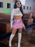 Kliou Shiny Quilted Women Skirt Autumn Fashion Warming Y2K Concise Street Style Clothing High Waist Elastic Female