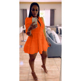 hirigin Solid Ruffles Shirt Dress Women Streetwear Half Sleeve Buttons Up High Waist Mini Dress Summer Casual Party