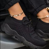 Women White Sneakers Thick Bottom Solid Plus Size Women's Shoes Comfortable Breathable Summer Outdoor Lace Up Ladies Flat