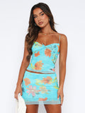 Summer 2024 Y2K Hottie Two Layer Spaghetti Strap Mesh Camisole + Mini Bustier Skirt Sexy Sleeveless Crop Top Beach Swim-Outfit