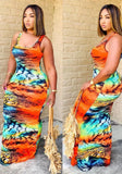 Printed Sleeveless Long