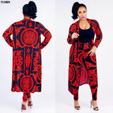 Piece Set Print African Dresses for Women Dashiki Plus Size Clothes Ankara Long Dress Suit Bazin Robe Africaine Femme 2023-Outfit