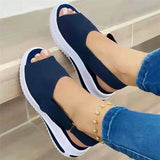 Platform Women Sandals Soft Stitching Ladies Wedge Sandals Comfortable Flat Sandals Women Open Toe Beach Shoes Woman