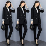 Woherb Celebrity Small Suit Jacket Female 2024 New Fashion Autumn Korean Version Loose Casual Black Suit Jacket-Outfit