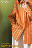 Orange Stripes Top Spring Summer 2023 Womens Fashion Cool Blouse or Tops for Woman Long Sleeve Women Elegant Shirts Tunics-Outfit