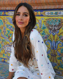 Women Sweet Fashion Printed Split Midi Dress Elegant V Necked Long Sleeve Pleated Vestido 2023 Autumn Lady Chic High Streetwear-Outfit