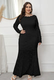 Lace Long Sleeves Plus Size Evening