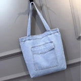 2022 New Large Capacity Women Shoulder Bags Wild Casual Handbag Street Canvas Denim Shoulder Bag Solid Color Zipper Shopping
