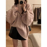 Version Of The New Soft-Mascued Knitting Coat On The Head Of The Lazy Windy Loose Sweater Coat Women's Large Size Autumn And Winter