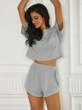 Spring And Summer Knitted Striped Pajamas Loose Short-Sleeved Shorts Set Fashion Outside Wearing Home Clothes