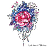 Temporary Tattoo Stickers Rose Sapphire Red Flower Fake Tatto Waterproof Tatoo Back Leg Arm Belly Big Size for Women Men