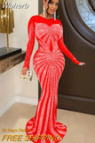 Fashion Sexy Dress Evening Maxi Dress Women Party Club Mesh Perspective Bodycon Peach Hip Elegant Maxi Dresses For Woman-Outfit