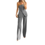 Woherb 2023 New Casual Fashion Suit Button Temperament Strapless Suit Pants-Outfit