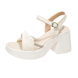 Woherb Women Summer 2023 Fashion Casual Platform Bottom With Skirt High Heel Thick Heel Shoes A Word With Beach Shoes