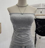 Diamond Splicing Lace-Back Strapped Braided Braided Braided Brae Folded Bra Sleeveless Top