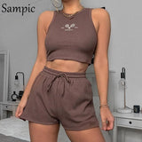 Casual Summer 2021 Tracksuit Women Shorts Set Skinny Print Tops And Mini Biker Shorts Two Piece Set Louge Wear