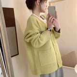 Woherb Women's Wear Fall / Winter 2024 New Large Pocket Knit Cardigan Top-Outfit