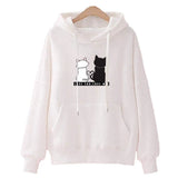 Cat Print Hoodies Autumn Cute Pink Long Sleeve Hooded Sweatshirts Harajuku Plus Size Pocket Female Pullover Hoody