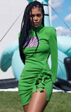 Print Green Crew Neck Mini