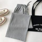 Pants Women High Waist Trousers Solid Basic Drawstring All-match Casual Streetwear Chic Spring Lace-up Bow Simple