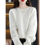 Round-Neck Cashmere Sweater Women's Woolen Woolen Woolen Sweater In Autumn And Winter