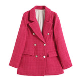Women's 4 Color Texture Double Buckle Long Blazer Women K2 New