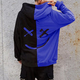 Happy Smiling Face Hoodies Fashion Patchwork Oversized Sweatshirts Hooded Pullovers Unisex Couple Hoodie Hip Hop