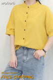 2023 Summer Cotton Shirt Women's Lantern Sleeve Retro White Shirt for Women Short Sleeve Fashion Women Blouses Casual Youth-Outfit