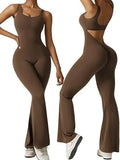 Women's Sleeveless Horn Jumpsuit Sexy Bare Back Vest Tightening Hip Yoga