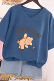 100% Cotton L-5XL Plus Size T Shirt Bunny Print V Neck Tshirt Short Sleeve Women Top Basic Summer Couple Solid T Shirts-Outfit